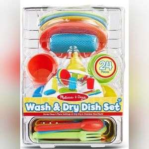 Melissa & Doug Let's Play House Wash and Dry Dish Set - 24pc: Pretend Kitchen